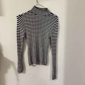 Abercrombie Striped Ribbed Knit Turtleneck Sweater